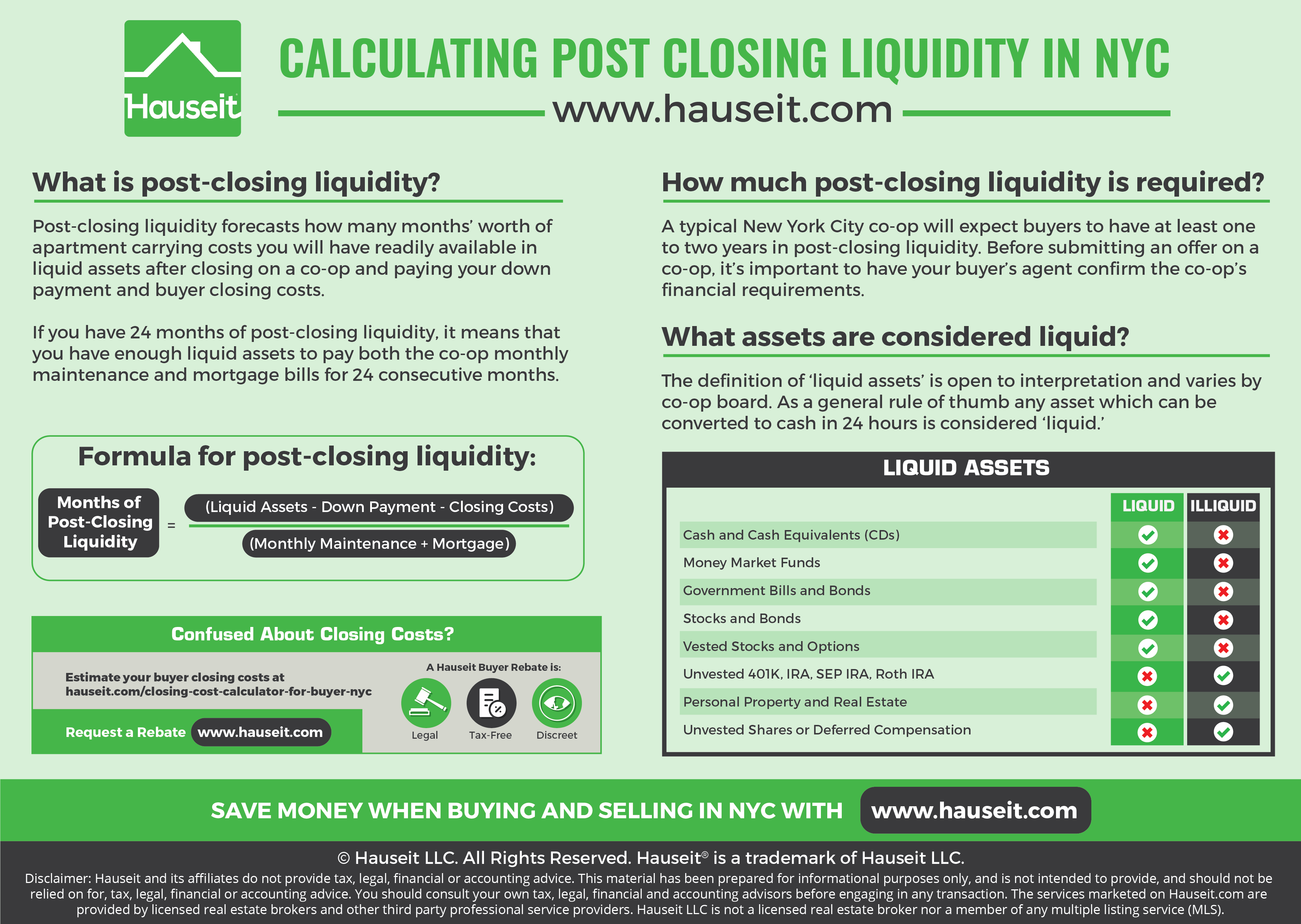 what is post-closing liquidity in nyc? how is it calculated for co-ops?