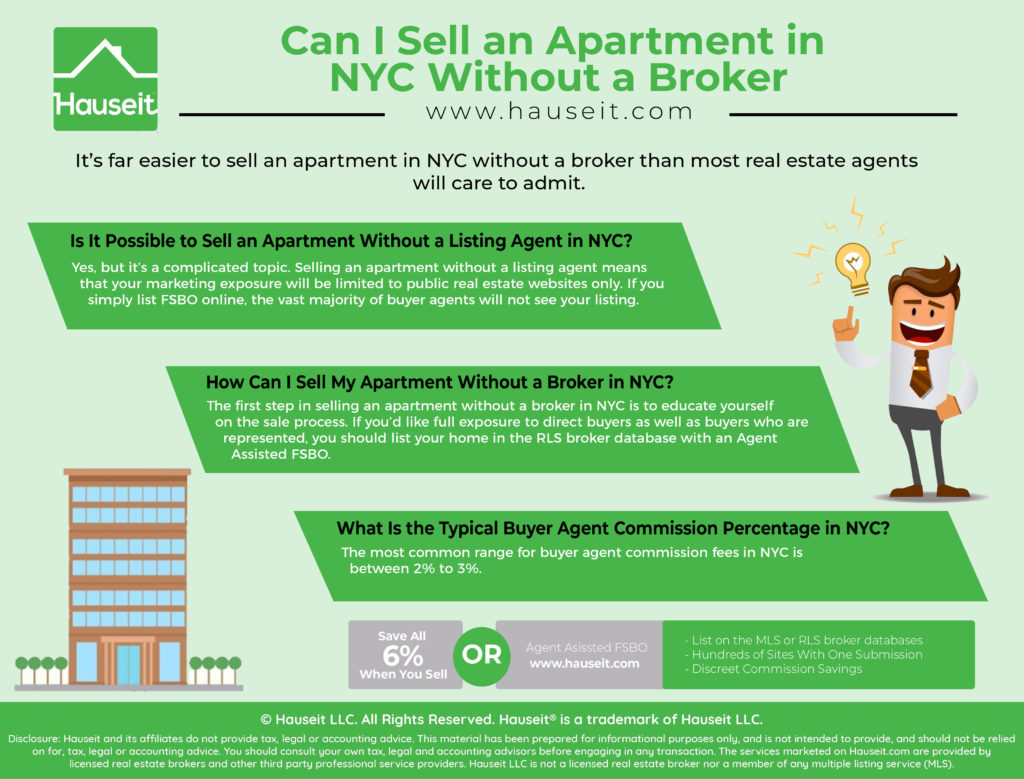 It’s far easier to sell an apartment in NYC without a broker than most New York City real estate agents and brokers will care to admit.