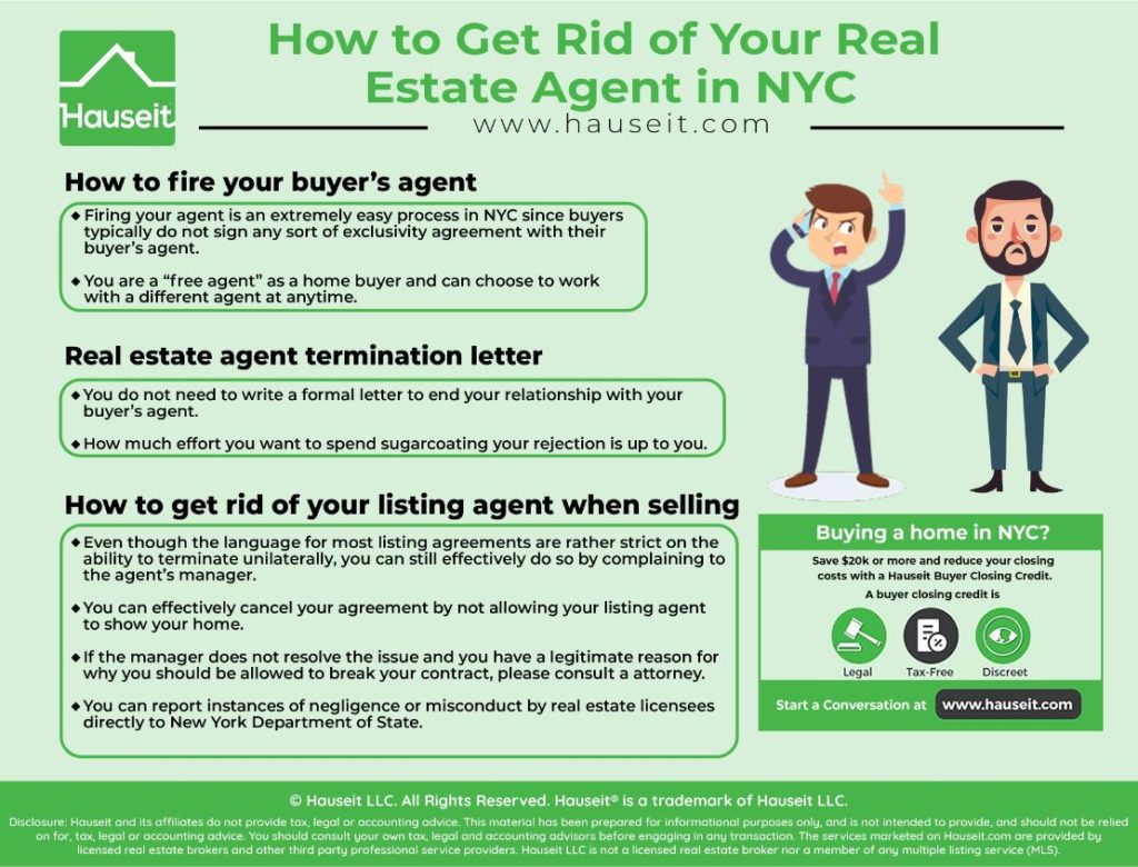 With over 30,000 licensed real estate agents in Manhattan alone, there are bound to be a few bad apples. We’ll explain in this article how to get rid of your real estate agent in NYC so you can work with someone else.