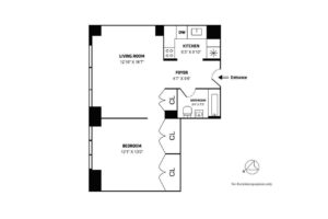A sample custom floorplan drawn for a Hauseit customer in NYC for an apartment sale.