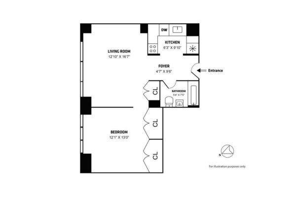 A sample custom floorplan drawn for a Hauseit customer in NYC for an apartment sale.