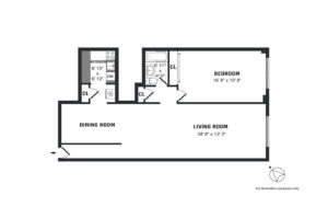 A sample custom floorplan for a oddly configured apartment in NYC.