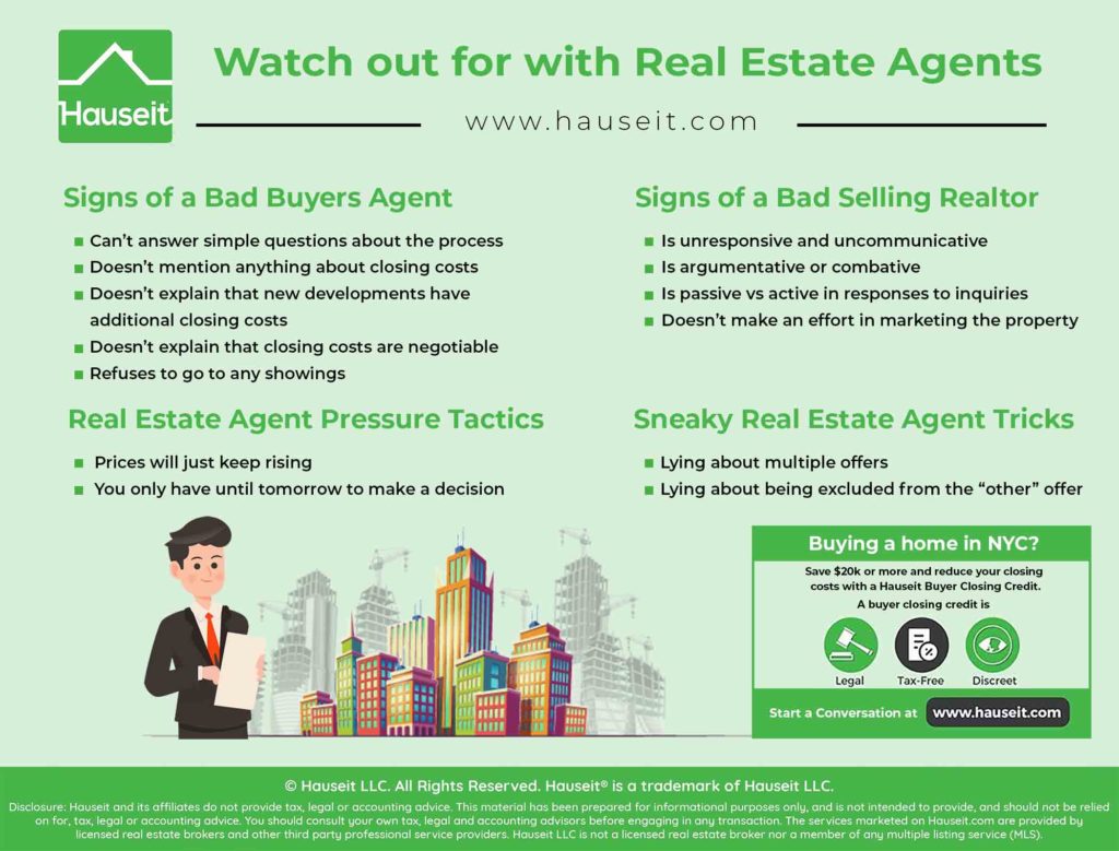 An infographic illustrating what to watch out for when it comes to real estate agents.