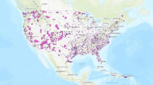 Graphic illustrating qualified opportunity zones in the continental United States.