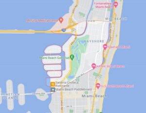 Map of the Bayshore neighborhood in Miami Beach, Florida