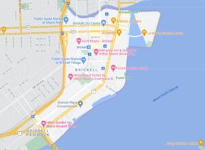 Map illustrating where Brickell is in Miami