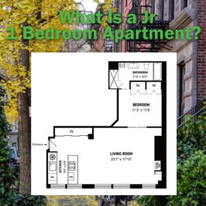 Jr 1 bedroom apartment vs studio vs alcove studio. Legal bedroom requirements and minimum dimensions. Sample junior 1 bed floorplan & more.