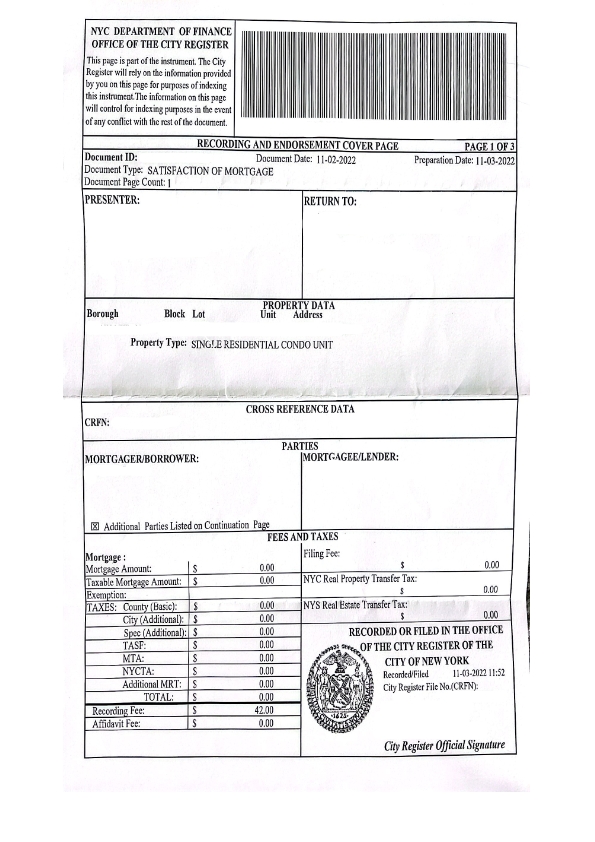 Sample ACRIS Recording and Endorsement Cover Page Sample ACRIS Recording and Endorsement Cover Page
