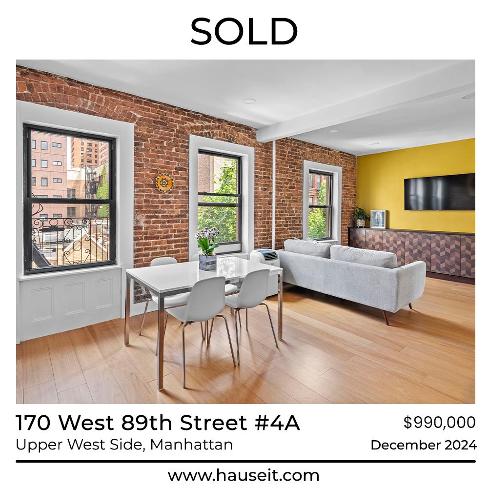 Hauseit Agent Assisted FSBO Sold Listing - 170 West 89th Street #4A in Upper West Side, Manhattan, NYC
