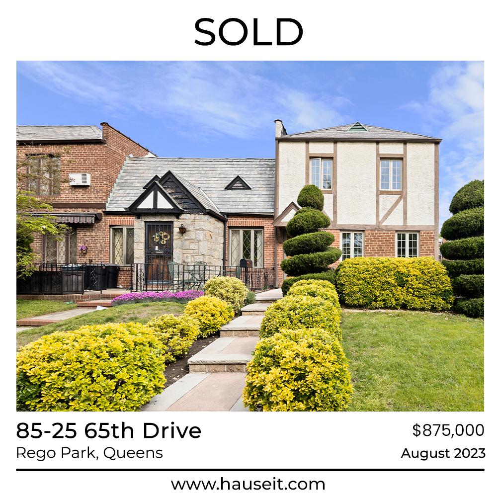 Hauseit One Percent Full Service Sold Listing - 85-25 65th Drive in Rego Park, Queens, NYC